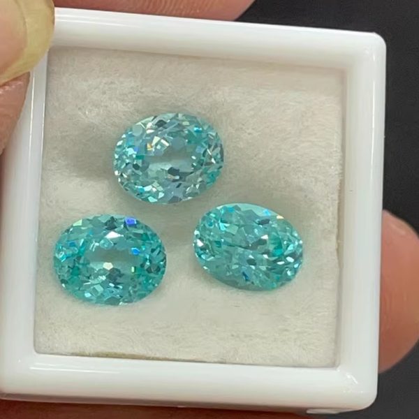 1pc Oval Cut 8*10mm Lab Grown Paraiba YAG Stone - 图片 2