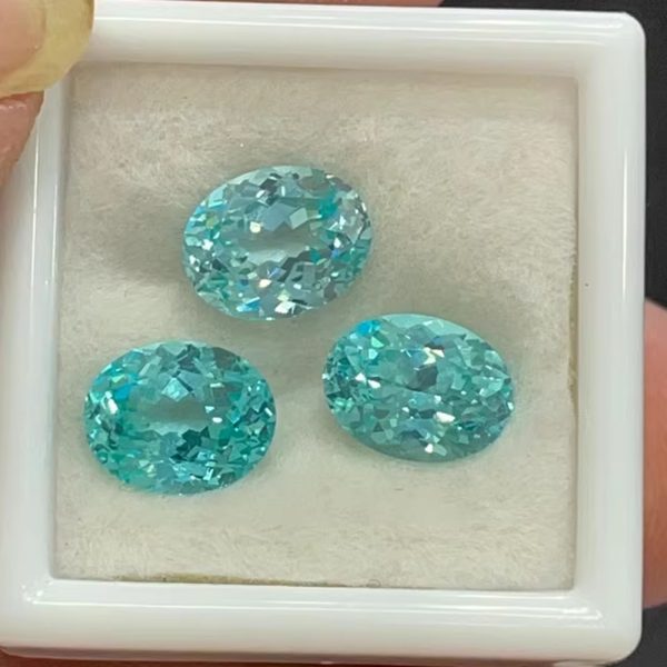1pc Oval Cut 8*10mm Lab Grown Paraiba YAG Stone - 图片 3