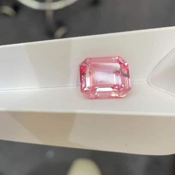 1pc 8*10mm Lab Grown Emerald Cut Morganite Stone - 图片 3