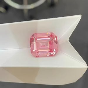 1pc 8*10mm Lab Grown Emerald Cut Morganite Stone