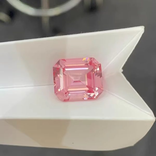 1pc 8*10mm Lab Grown Emerald Cut Morganite Stone
