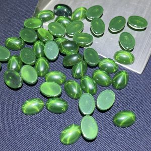 10pcs Green Oval Cabochon Star Sapphire Stone