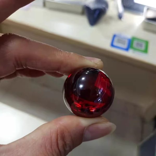 35mm Garnet Cubic Zirconia No Hole Round Bead - 图片 2