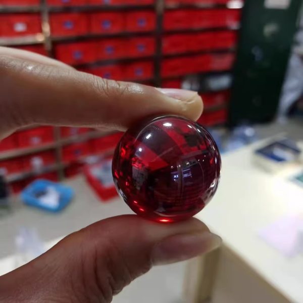 35mm Garnet Cubic Zirconia No Hole Round Bead - 图片 3