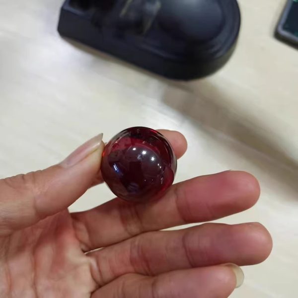 35mm Garnet Cubic Zirconia No Hole Round Bead - 图片 4