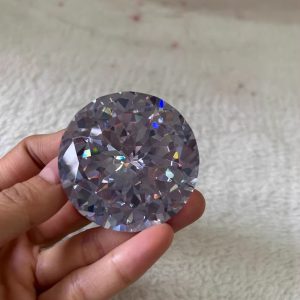 50mm Super Shiny Round Cut White Cubic Zirconia Stone