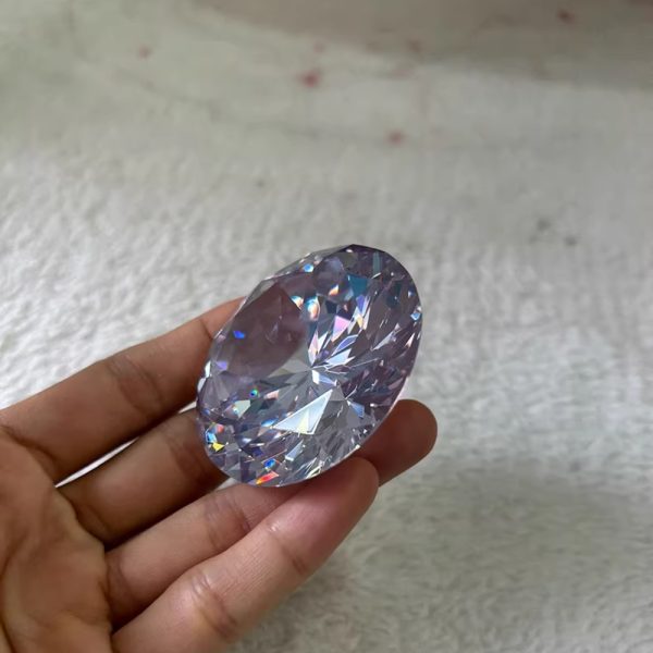 50mm Super Shiny Round Cut White Cubic Zirconia Stone - 图片 4