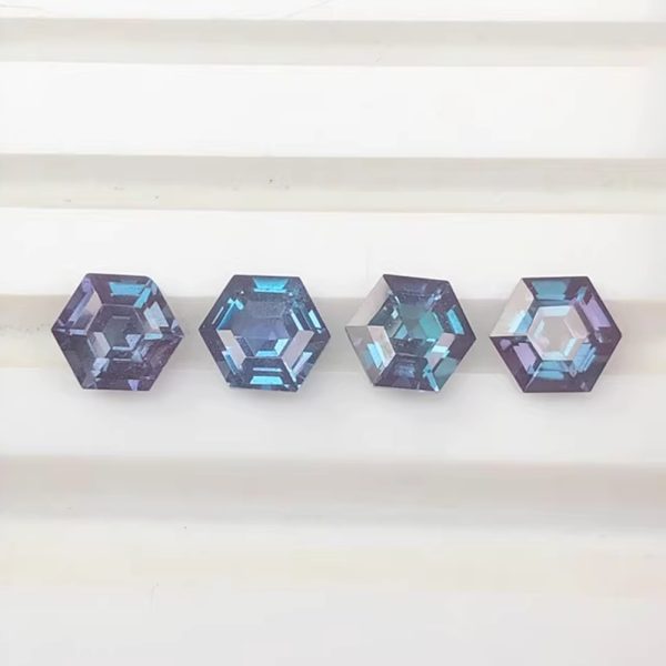 6MM 1.1ct Lab Grown Hexagon Cut Alexandrite Stone - 图片 4