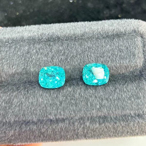9*11mm Lab Grown Imitation Cushion Cut Paraiba Stone - 图片 2