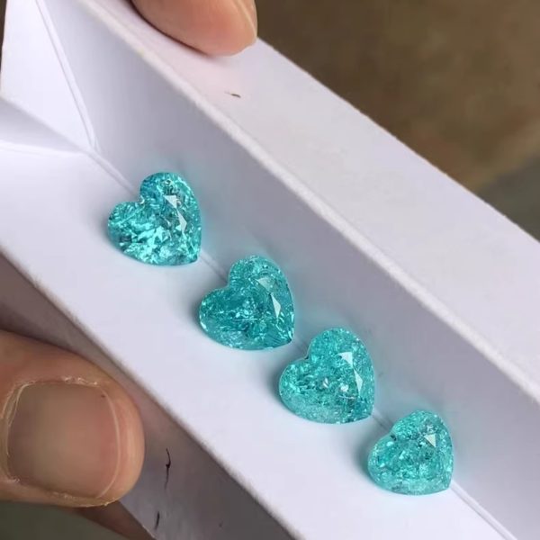 Lab Grown 8x8mm Heart Cut Paraiab Gems YAG Stone