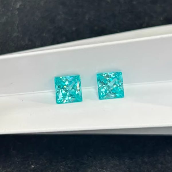 Lab Grown 8x8mm Princess Cut Paraiab Gems YAG Stone