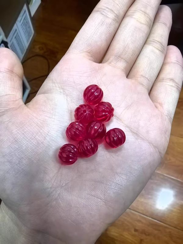 1/Pcs 12mm Cultivating Ruby Pumpkin Bead Shaped Natural Gemstones - 图片 3