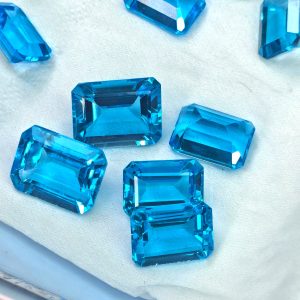 Emerald Cut Natural Topaz 10X12mm 1Pcs Blue Topaz Loose Gemstone for Jewelry Making