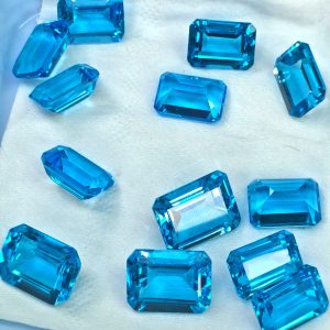 Emerald Cut Natural Topaz 5X7mm 5Pcs Blue Topaz Loose Gemstone for Jewelry Making
