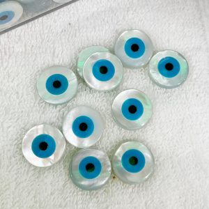 50Pcs 5mm Evil Eye Natural Pearl Shell Round Coin Beads For Bracelet Necklace DIY Jewelry Making Accessories