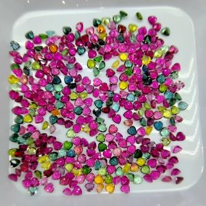Small Masterpiece Excellent Heart Cut 4X4mm Natural Tourmaline Multicolor Gemstone Jewelry DIY