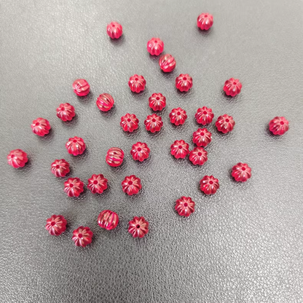 1/Pcs 10mm Cultivating Ruby Pumpkin Bead Shaped Natural Gemstones - 图片 2