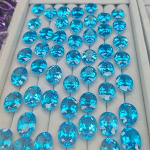 Oval Cut Natural Topaz 4X6mm 5Pcs Blue Topaz Loose Gemstone for Jewelry Making