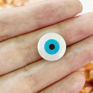 50Pcs 6mm Evil Eye Natural Pearl Shell Round Coin Beads For Bracelet Necklace DIY Jewelry Making Accessories