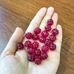 1/Pcs 12mm Cultivating Ruby Pumpkin Bead Shaped Natural Gemstones