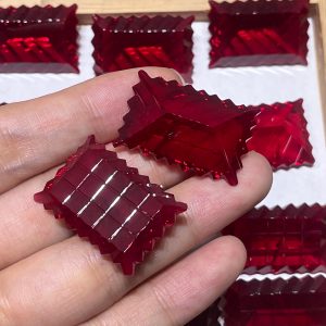 1PCS 20x30mm Rectangle Zircon Synthetic Red Corundum 5# Gemstone