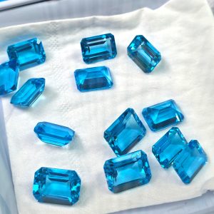 Emerald Cut Natural Topaz 8X10mm 1Pcs Blue Topaz Loose Gemstone for Jewelry Making