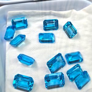 Emerald Cut Natural Topaz 7X9mm 2Pcs Blue Topaz Loose Gemstone for Jewelry Making