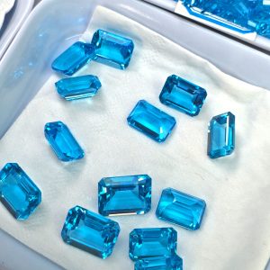 Emerald Cut Natural Topaz 10X14mm 1Pcs Blue Topaz Loose Gemstone for Jewelry Making