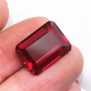 1pc /10*12mm Rectangle Synthetic Red Ruby Gemstone
