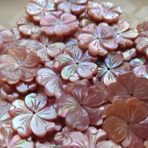 20mm Wholesale Beautiful Pink Mother of pearl Shell Art Flower wommen Pendant Bead