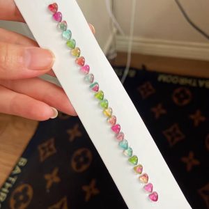 Excellent Quality Natural Heart Cut Tourmaline 4mm Iridescence Charm Bracelet Gemstone