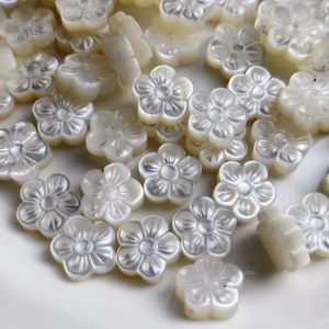 White Lipped Pearl Oyster Two Sided Flower Porose Natural 10mm DIY Jewelry Accessory