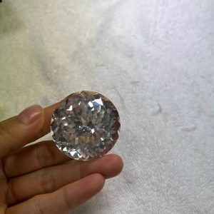 30mm White Corundum Multi-Faceted Round Cut White Cubic Zirconia Gemstone