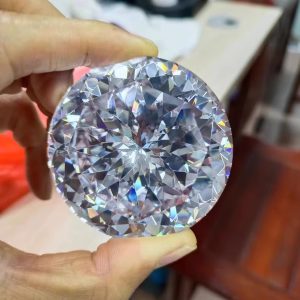 60mm Round Cut White Cubic Zirconia Gemstone