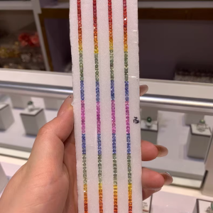 Colored Sapphire Princess Round Rainbow Band Size 2.5×2.5mm A String of 72 Stones Weighing 8.41 Carats Beautiful Color