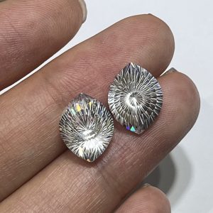 2Pcs Good Quality 10x13mm White Colorful Eye Shape Eye Cut Blue Color Cubic Zirconia Loose Gemstone DIY Accessories