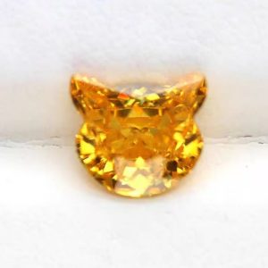 10Pcs 7x8mm Yellow Lucky Gems Cat Head Shape Loose Stone Cubic Zirconia for Nail Art