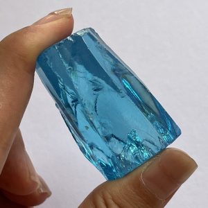 66.1g/Lot Excellent Uncut Sea Blue Cubic Zirconia Gems Uncut Rough Stone for DIY Gemstone